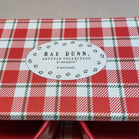 6” naughty and nice pet bowls Rae Dunn red with white stitching - Picture 2 of 3